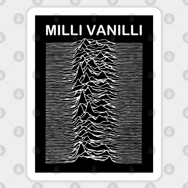 Milli Vanilli Unknown Pleasures Parody Sticker by DankFutura